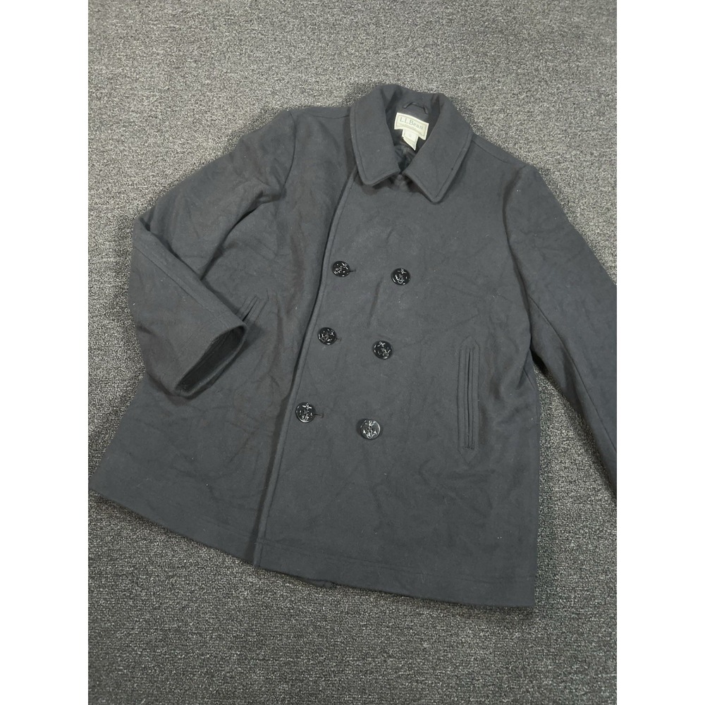 LL Bean Wool Peacoat Men XL Gray Double Breasted Bellandi Italy Old Money Preppy
